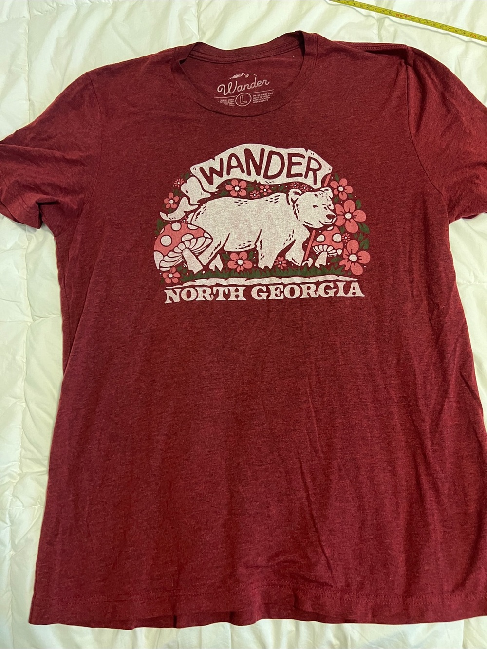 Wander Men’s Short Sleeve Tee in Burgundy with Bear Graphic